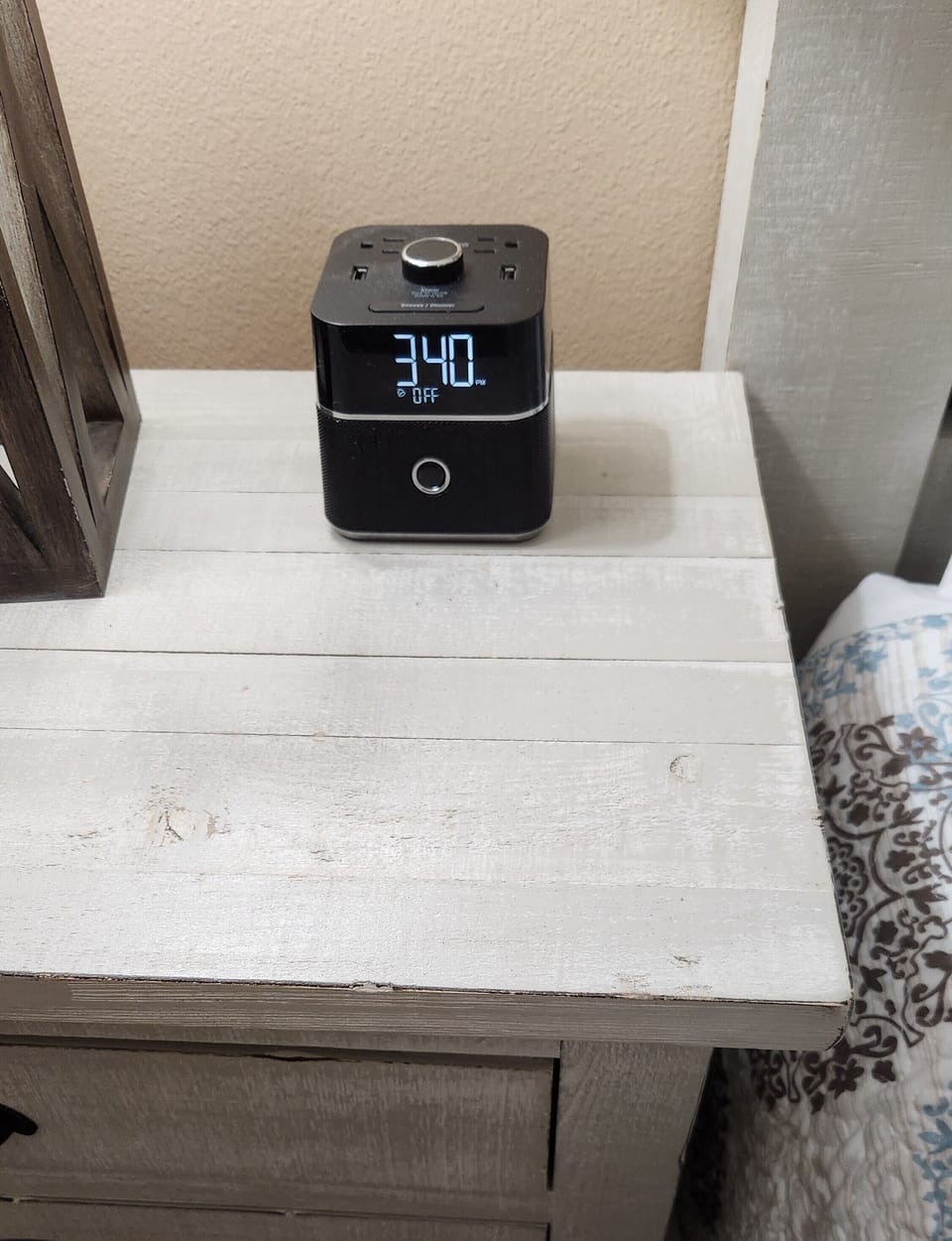 Each bedroom has a clock with USB ports and outlets