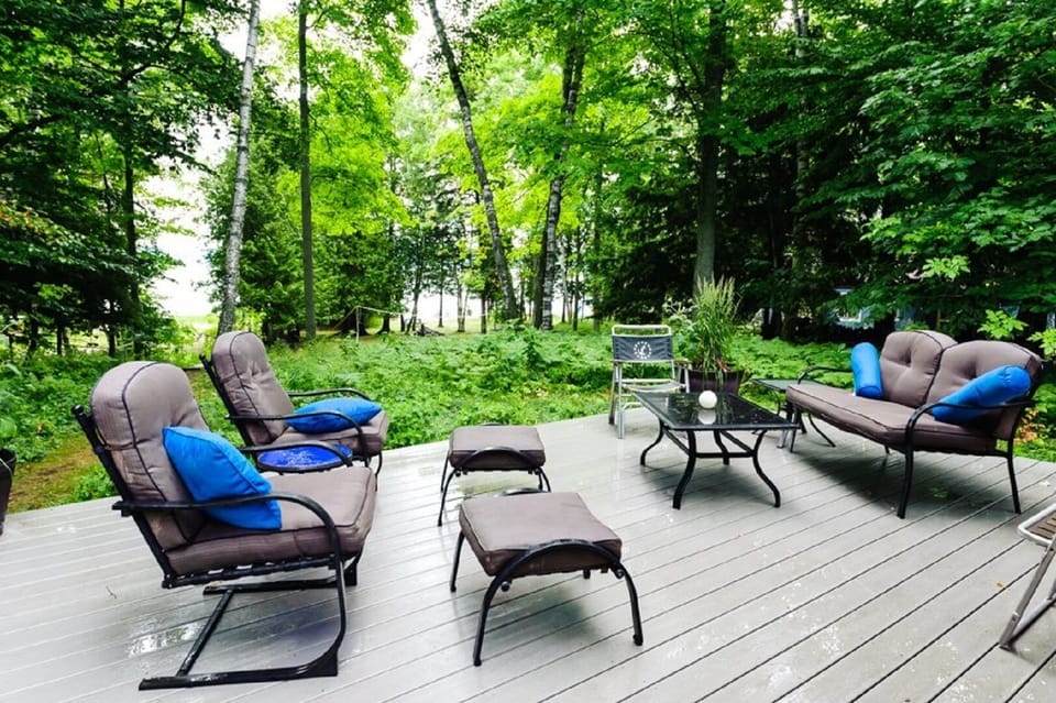 Photo from the deck looking at the front yard towards the lake