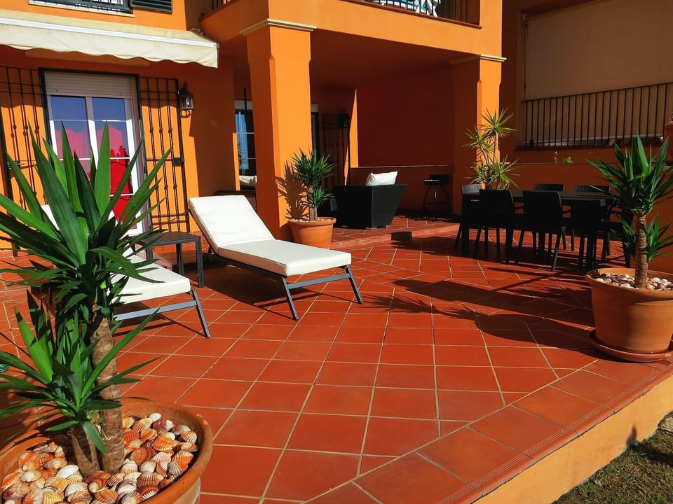 Large terrace fully furnished with outdoor furniture