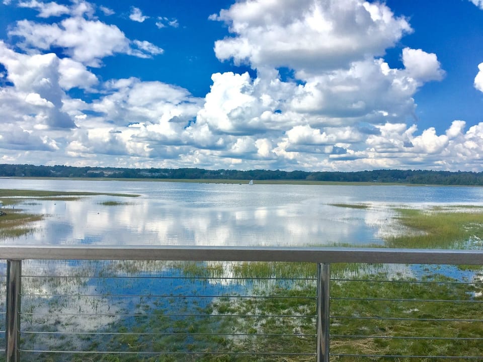 VIew off 1st floor deck approaching high tide.