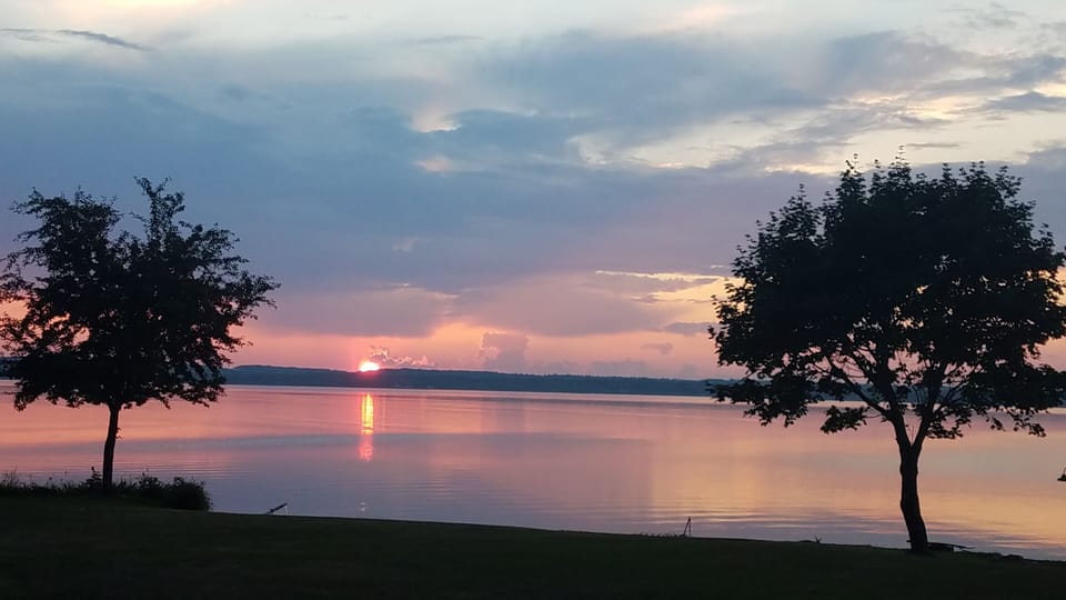 Enjoy beautiful sunsets while having a bonfire.