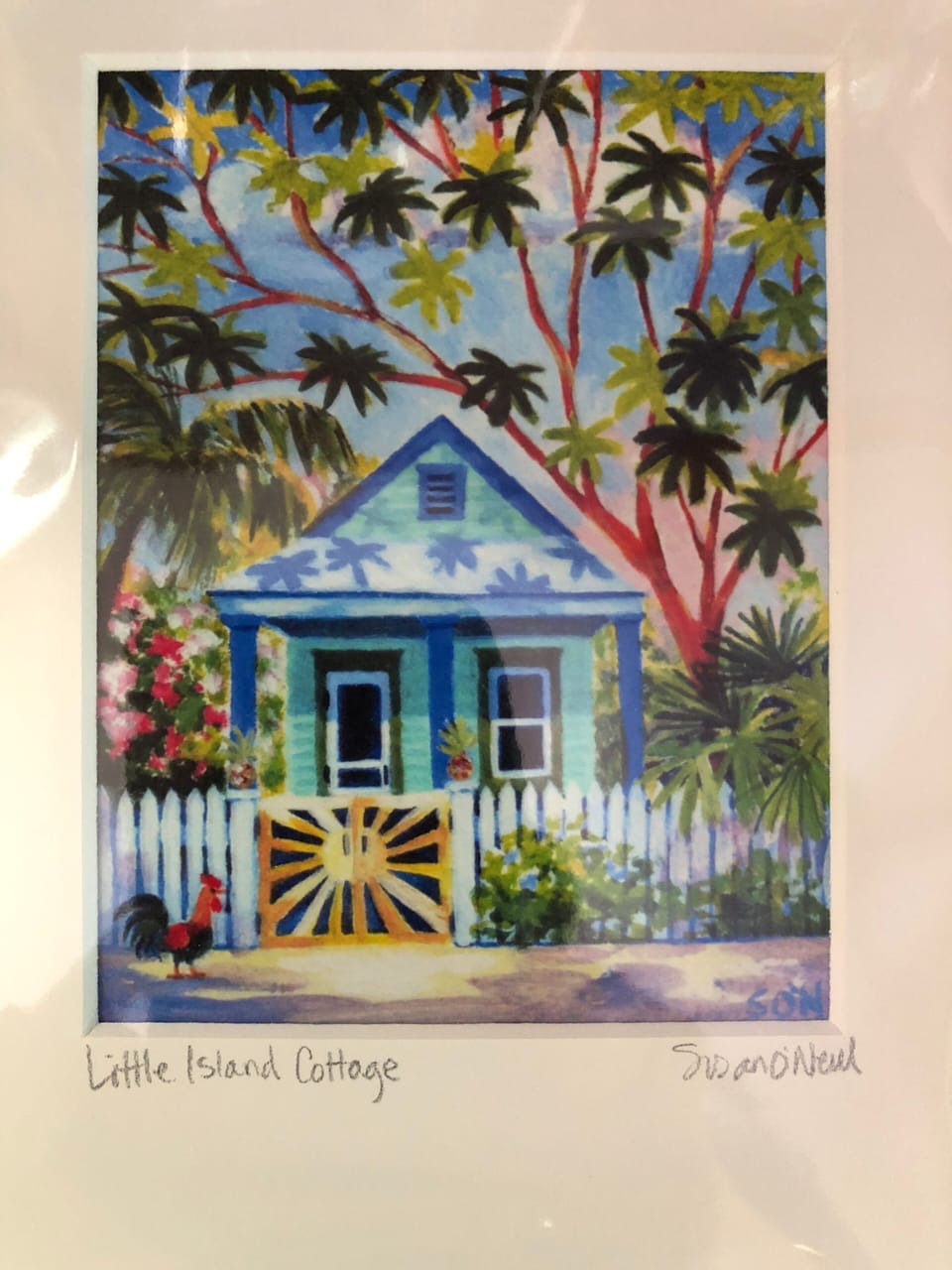 Island artist painting of Treetops 