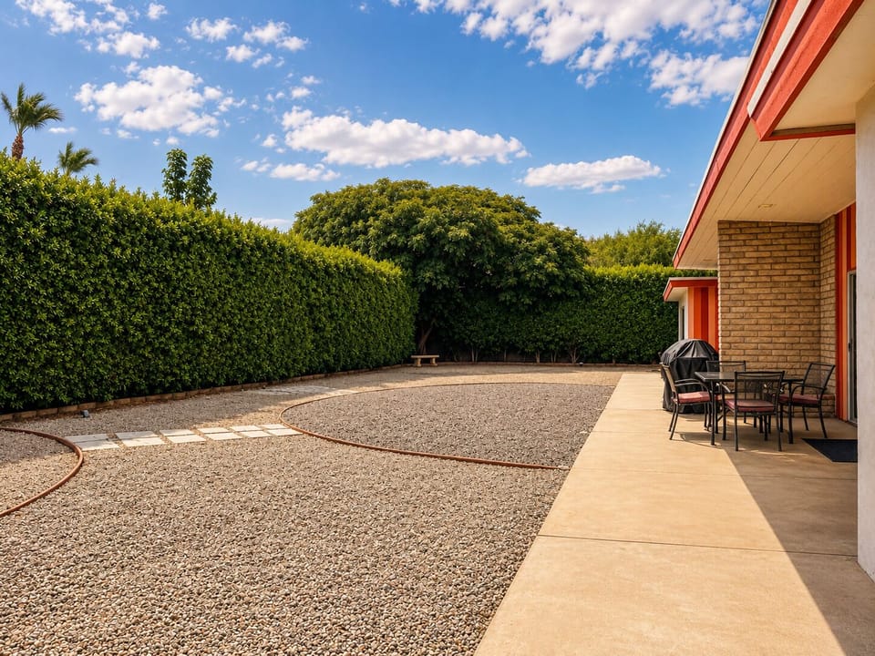 Fenced in yard, perfect for pets. 