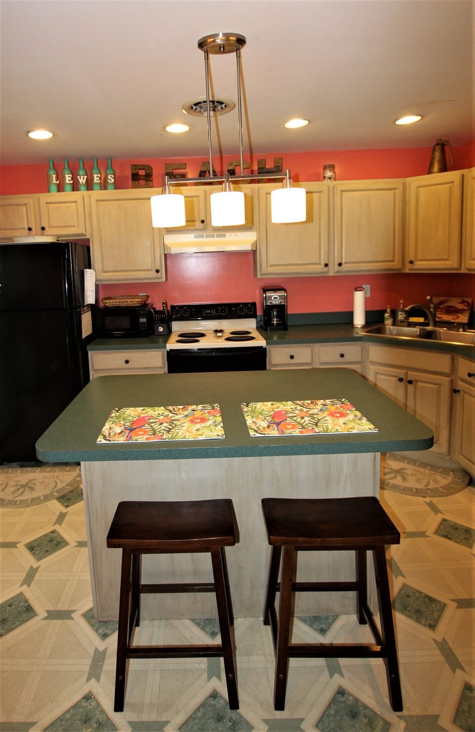 Hanging in the kitchen over a nice glass of wine or while fixing some pancakes!