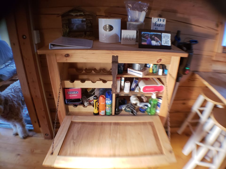 Stocked first aid cupboard for bumps and bruises that may occur