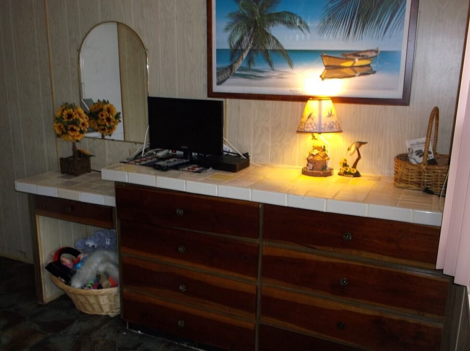 Opposite Side Of Second Bedroom. TV & Kids Toys In Basket! New "Stone" Floor!