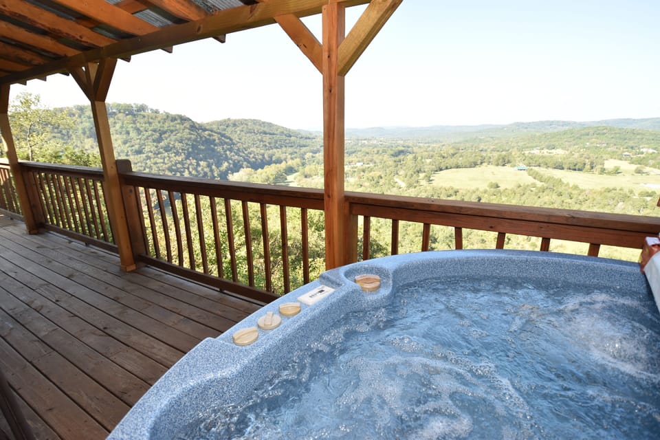 Hot tub on the covered deck - soak up the view and the stars 