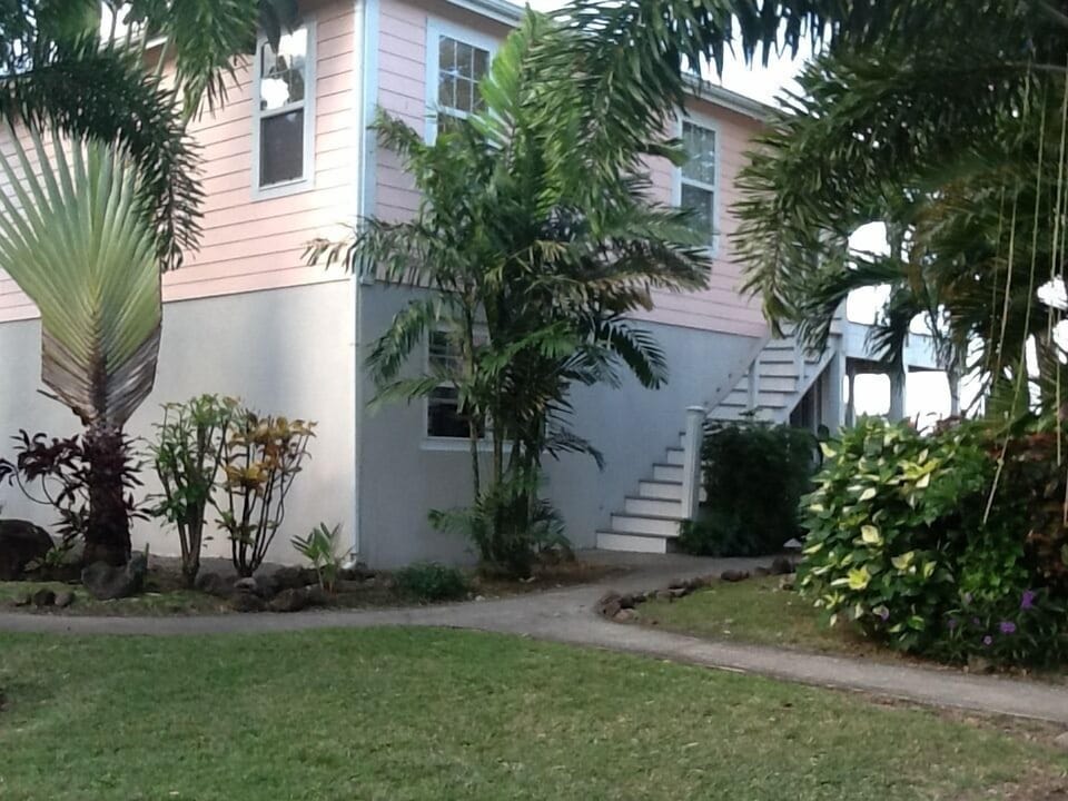 Side entrance to villa, living area on second floor