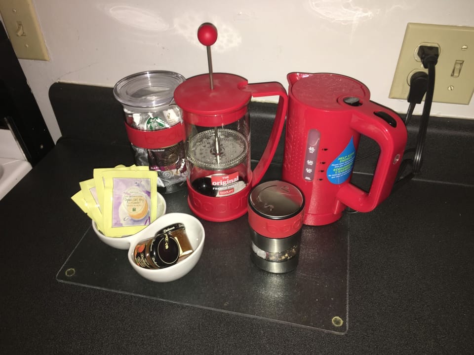 Premium Starbucks coffee and organic tea.