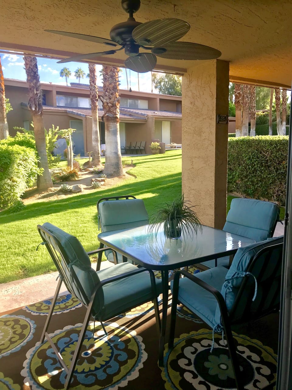 The back patio is my favorite! Literally 5 paces to the jacuzzi and pool!