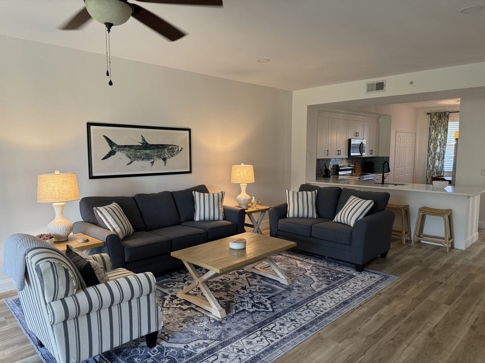 Original FL Gyotoku adorns wall; brand new furnishings