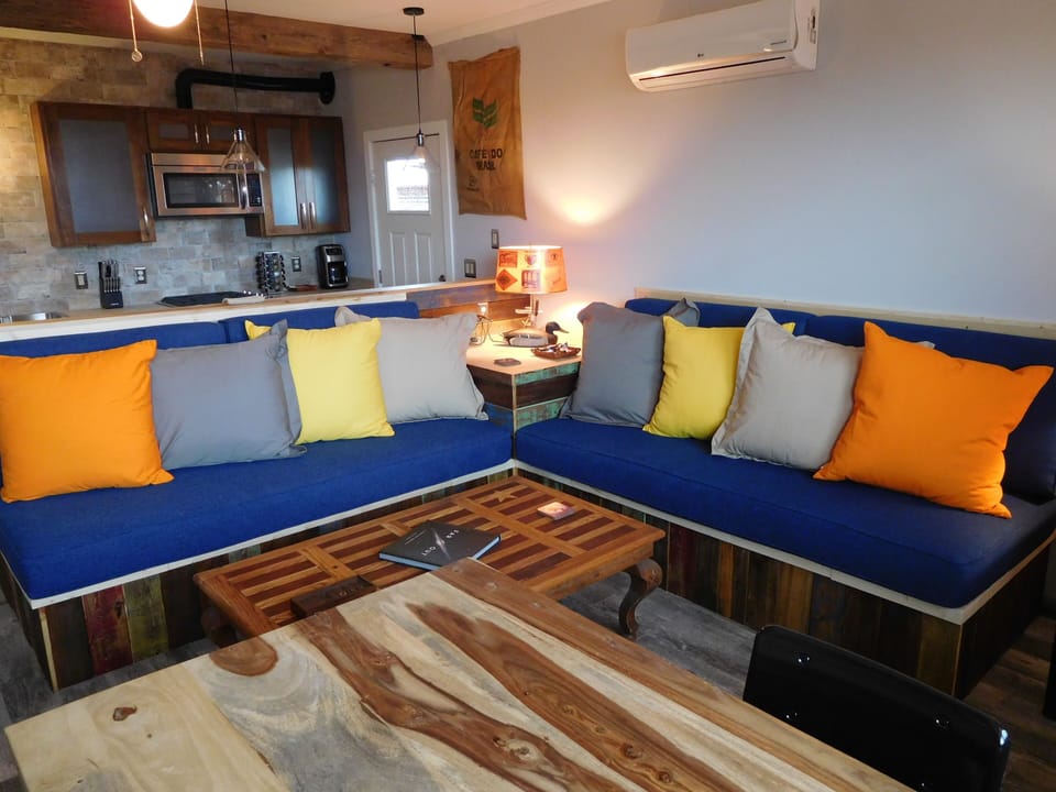 The two couches are also XL twin beds