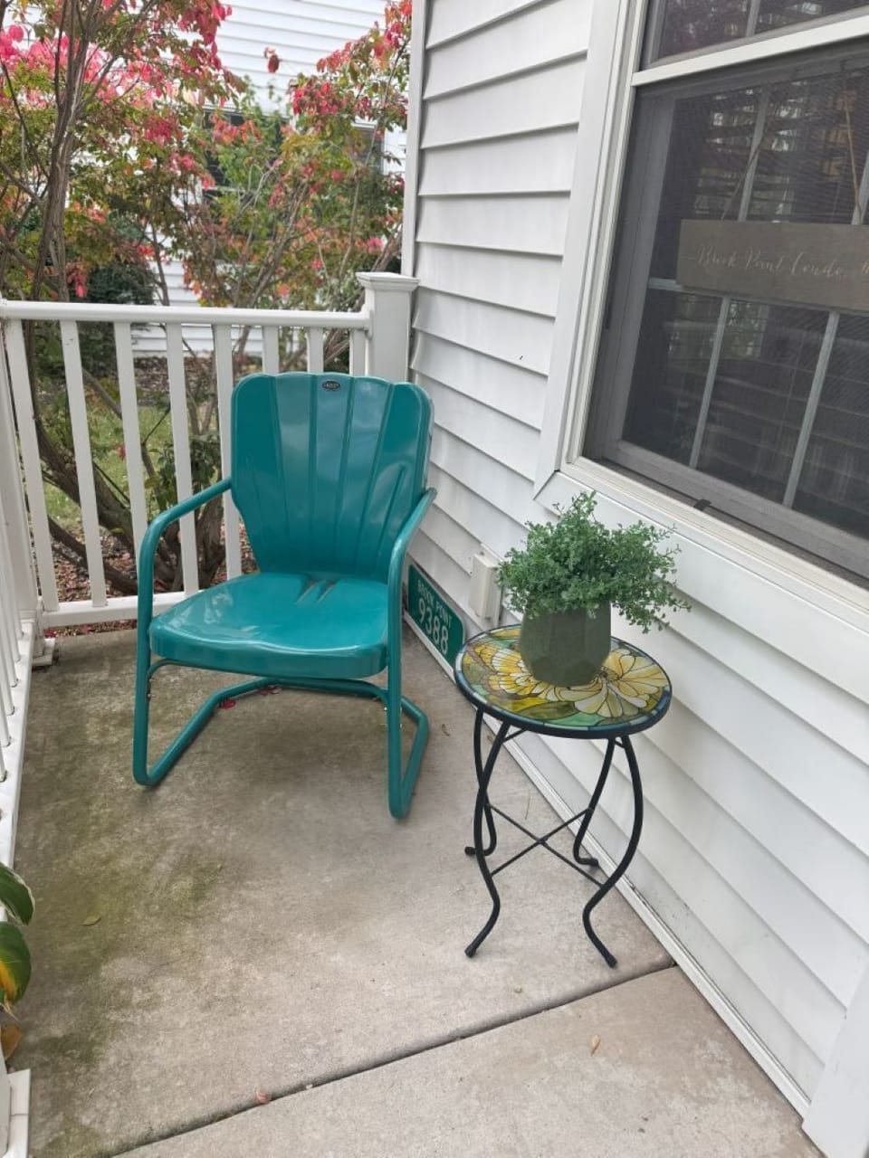 Front deck with entrance to town home/condo