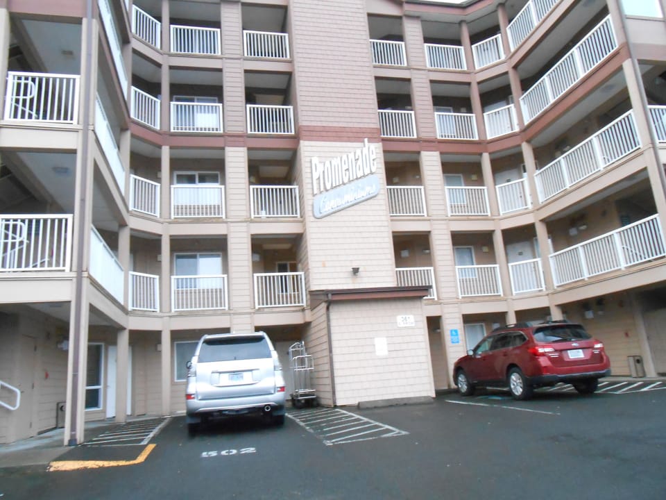 Parking lot side of the building