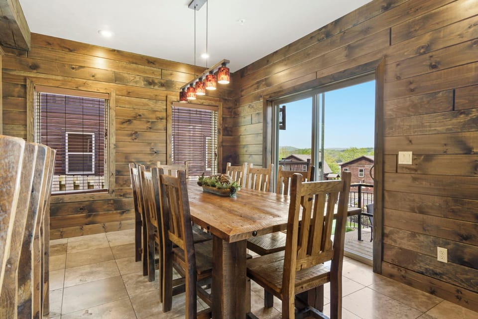 Dining table comfortably seats 8