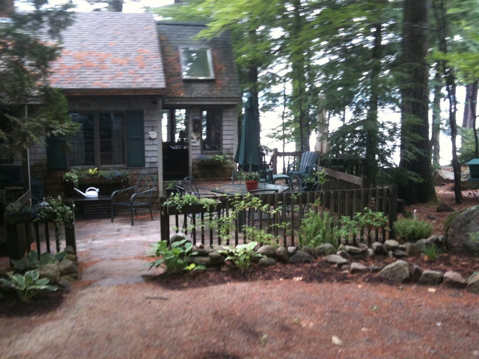 Rear sitting area from driveway. Sun arrives around noon.