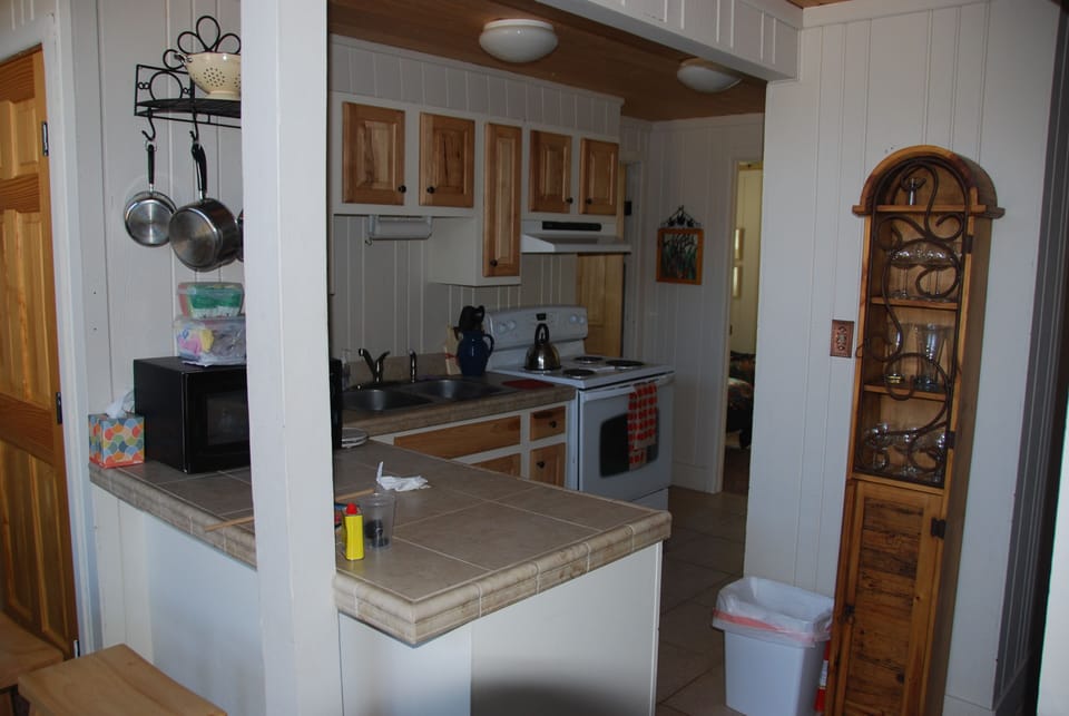 looking into kitchen