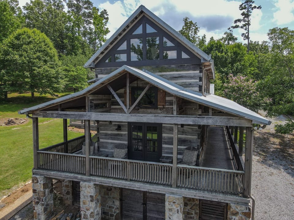 Drone view of the master bedroom back porch