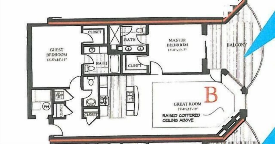 Floor plan for our unit. 1470 square feet of living space.