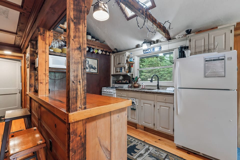 Galley kitchen open to living room