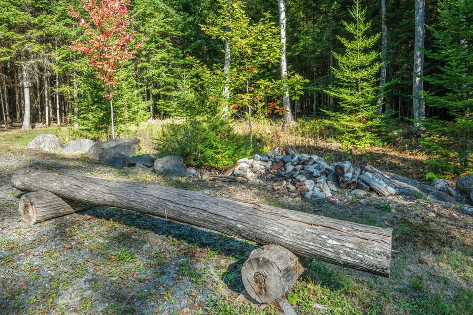 Fire pit area with bench