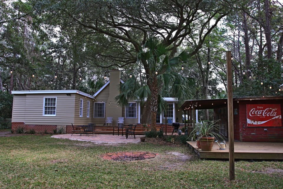 Room to run or to stretch out under the gracious oak tree