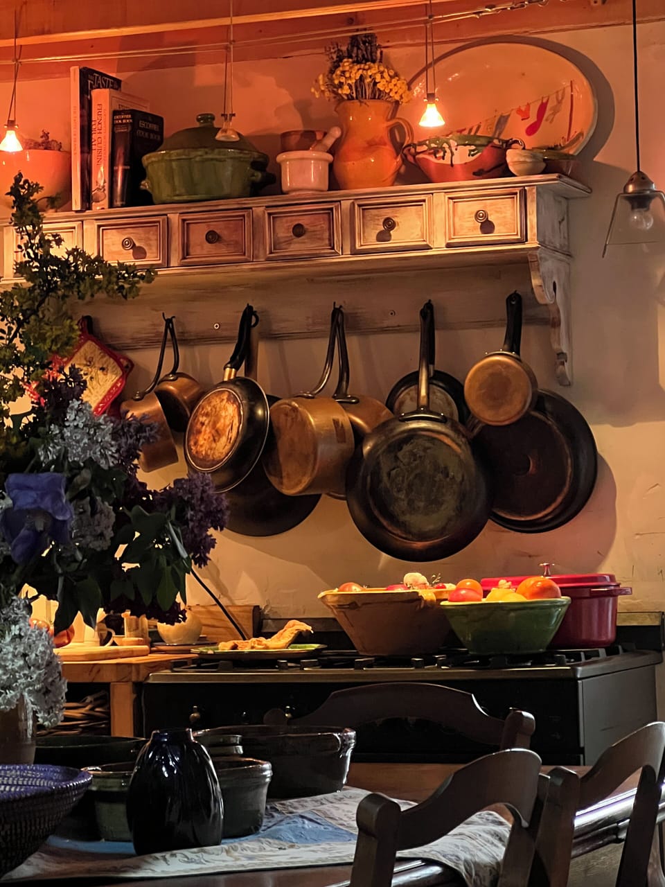 Lots of gourmet pots and pans and a gas stove for cooks!