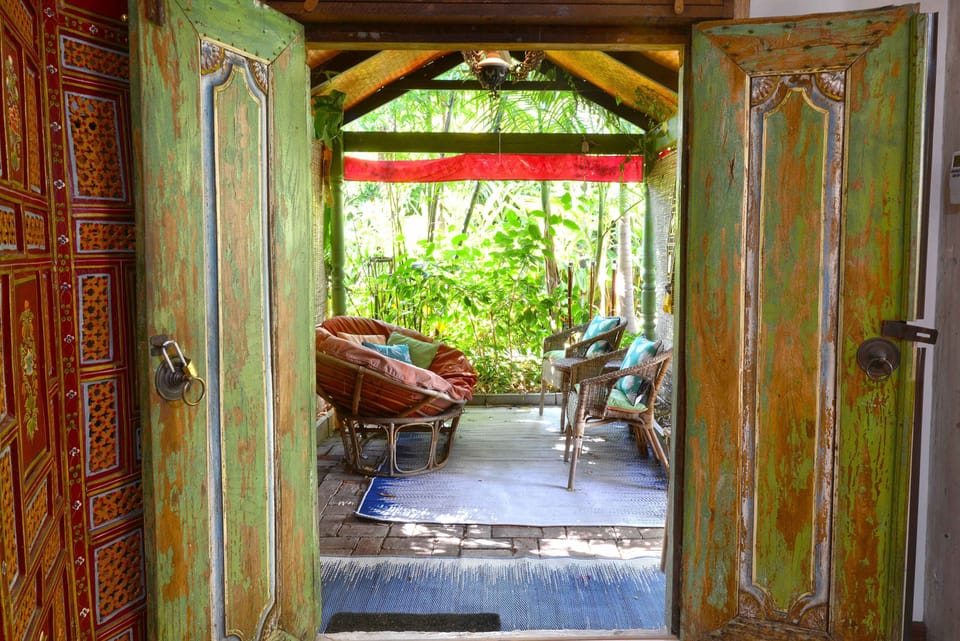 looking out through front doors