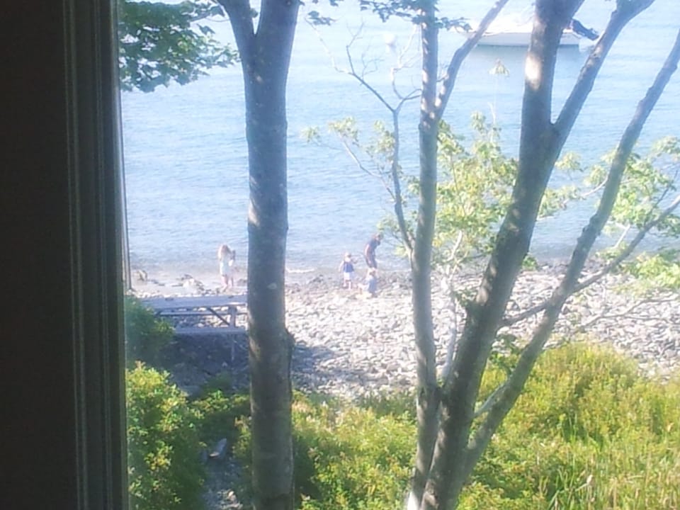 View of Beach and Water from Loft. Guests searching for shells.