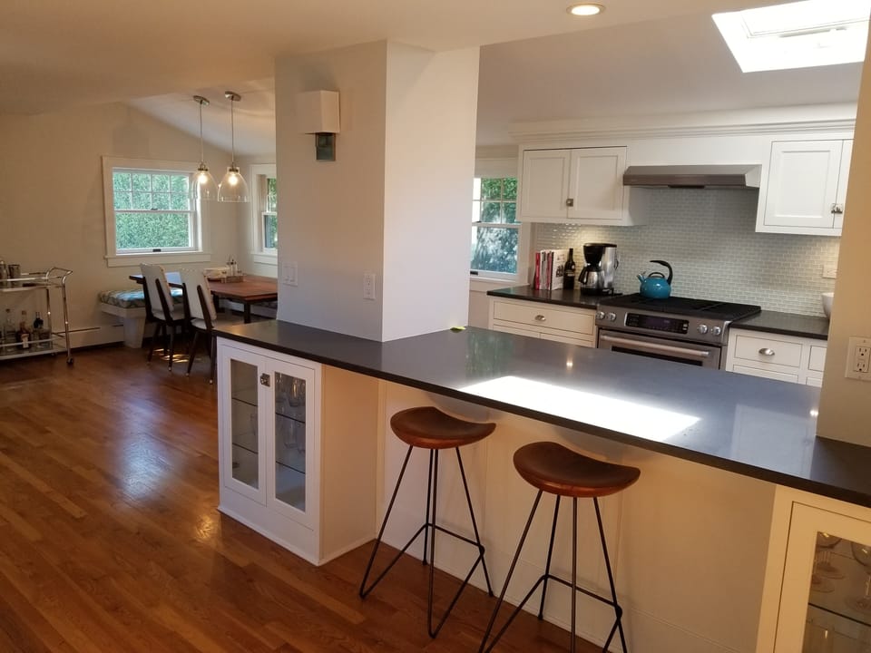 Bright sunny kitchen and dining area