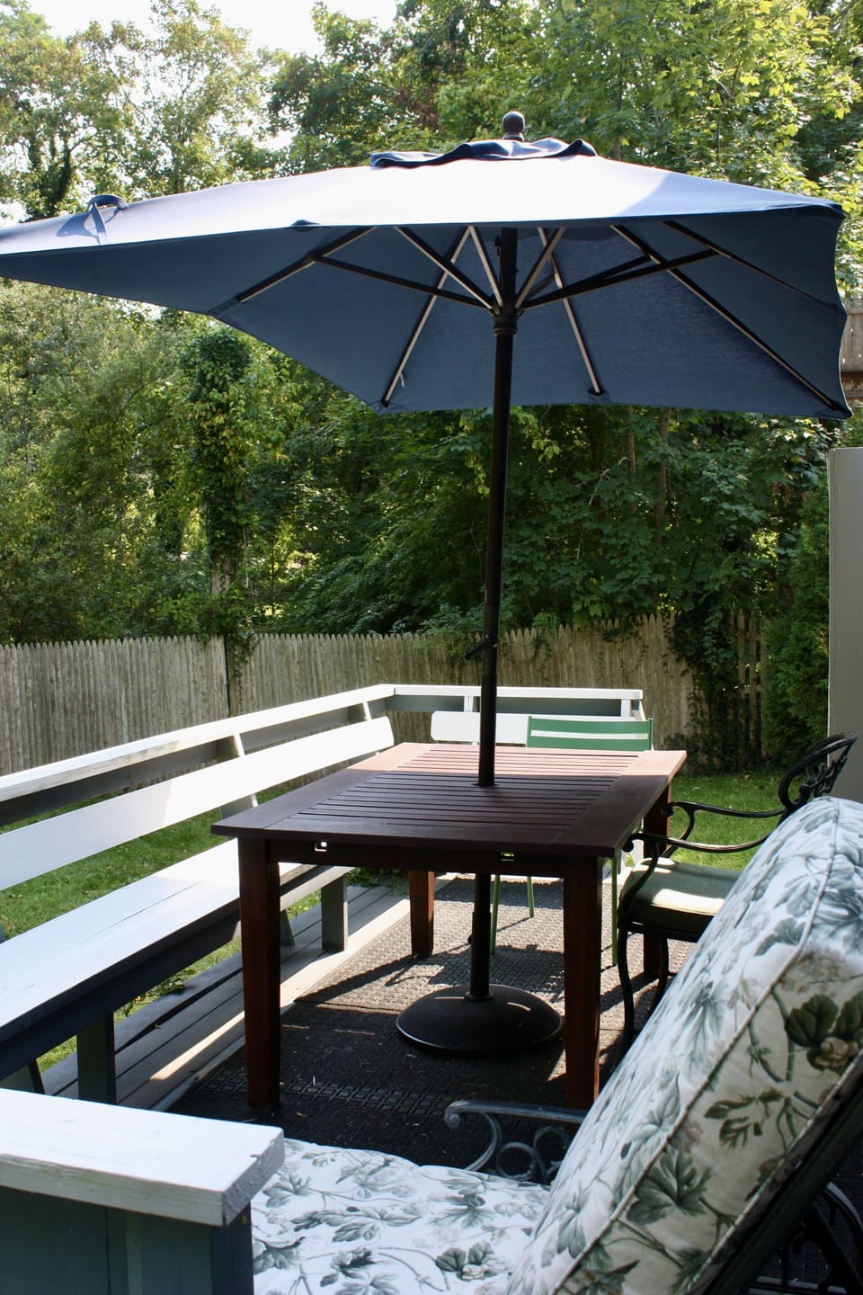 backyard deck with chaise lounge