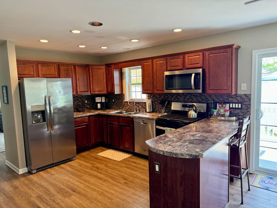 Large updated kitchen perfect for entertaining and lakeside dinners