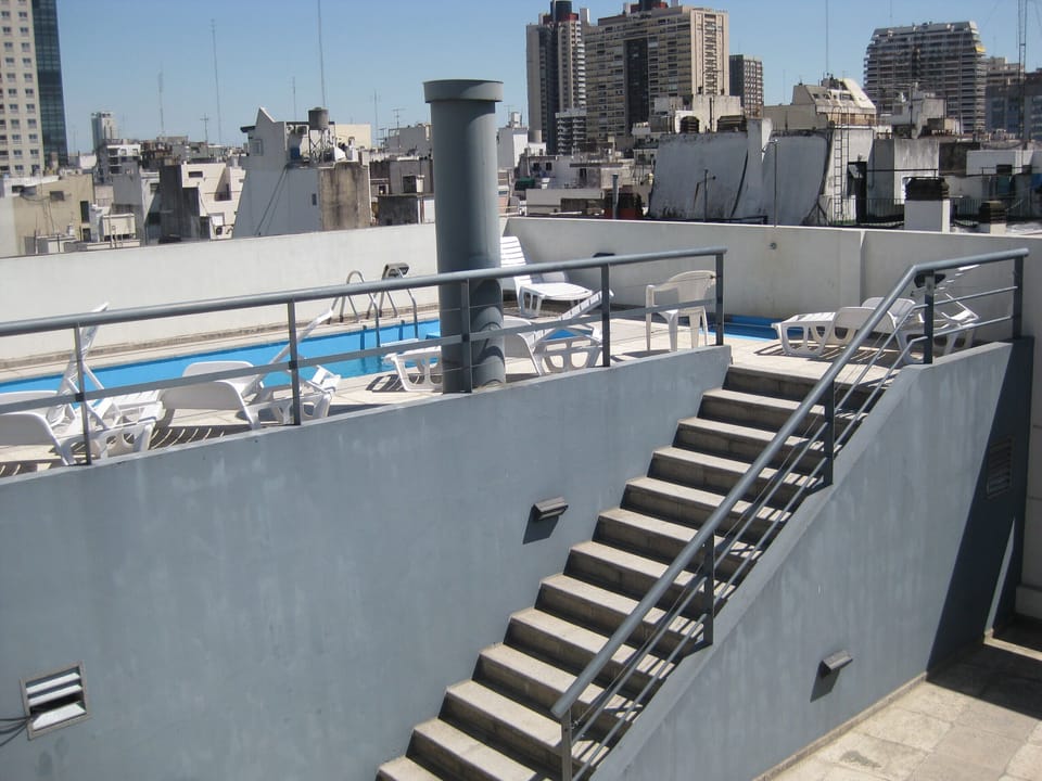 Stairwell to roof top pool area.