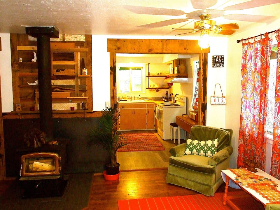 Living area offers a warm, cozy open layout. 