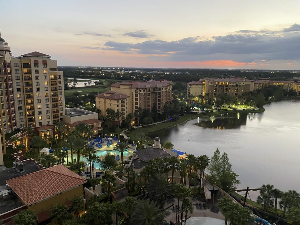 night time view of resort