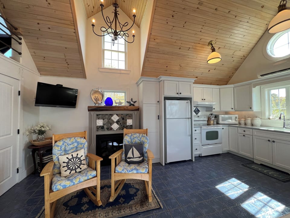 Open sitting/ kitchen area.