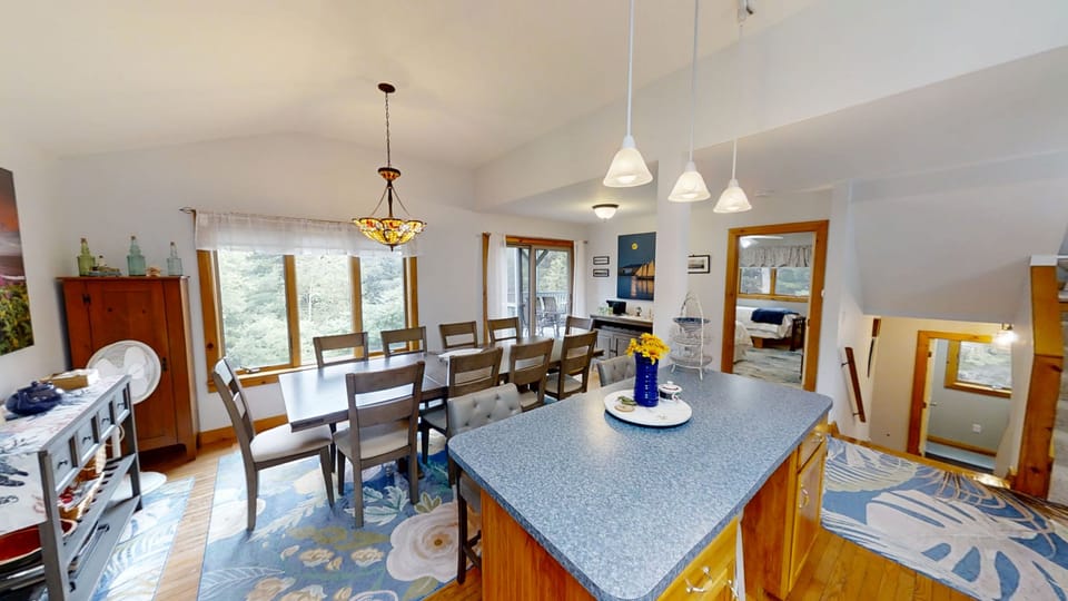 First level kitchen and dining area.
