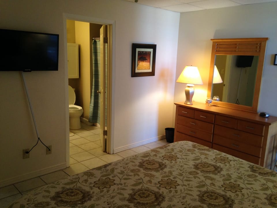 master bedroom with flatscreen TV