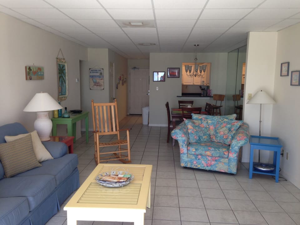 Living room, looking in towards kitchen/dining
