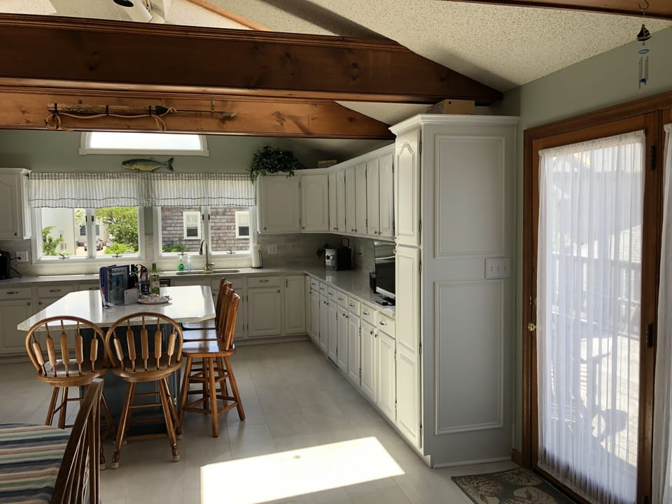 Large wrap around deck is just off the kitchen