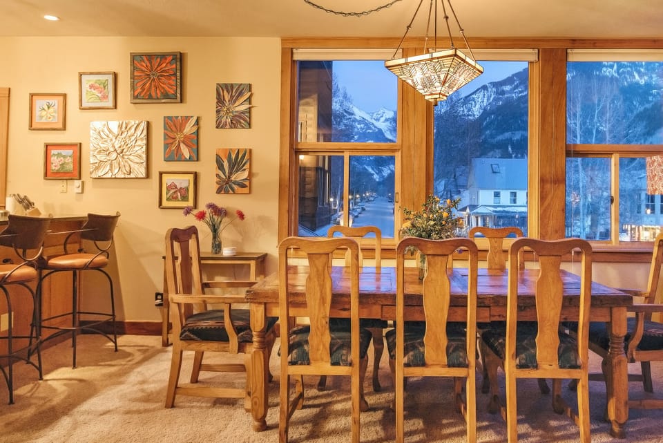 Dining table with view of box canyon