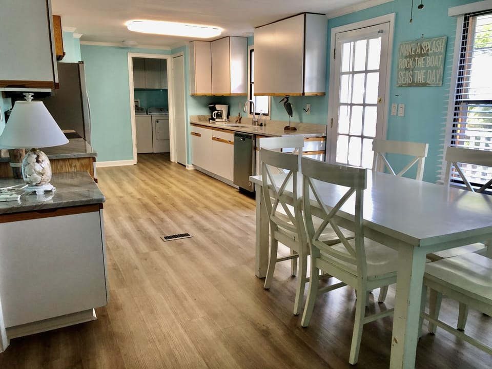 Kitchen is fully stocked with new appliances.