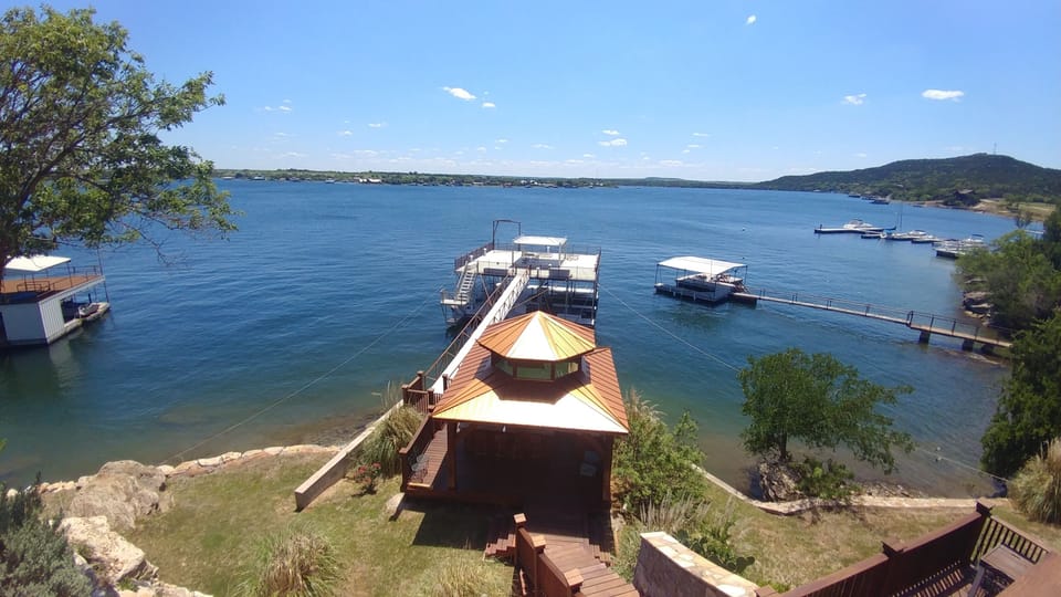 View of cooking gazebo and dock