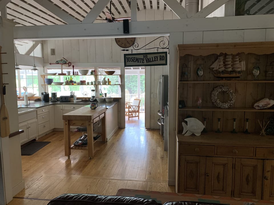 View from living room into kitchen