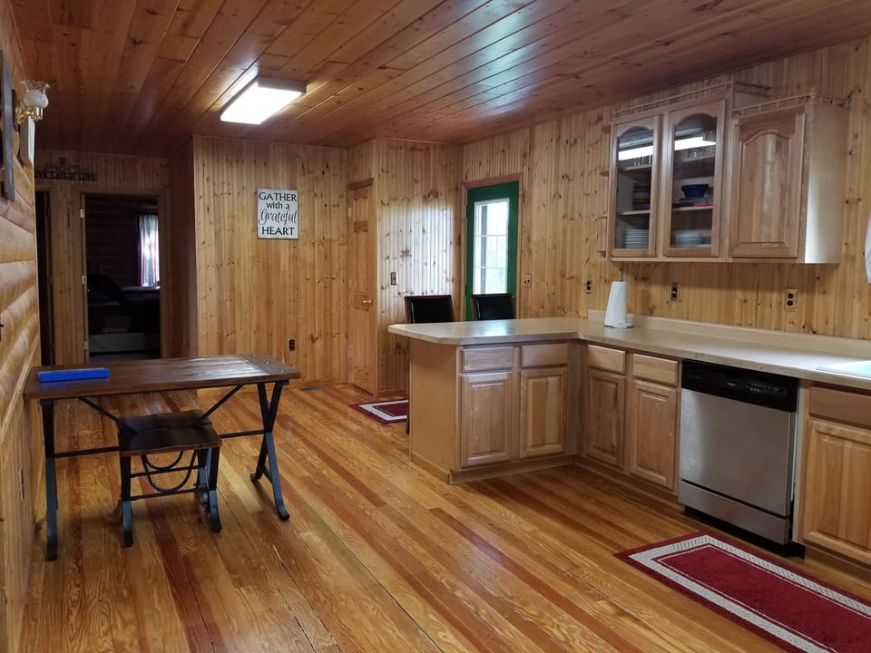 Door to the right goes to the deck off the kitchen.