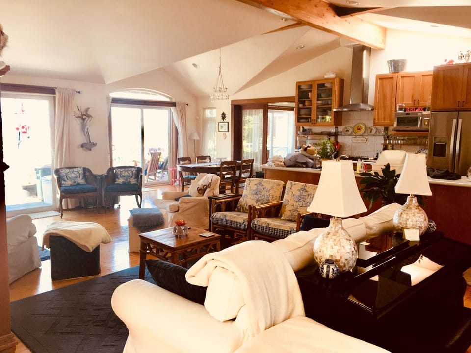The Great Room in the Cottage with 180* views to Sunlight Beach Puget Sound
