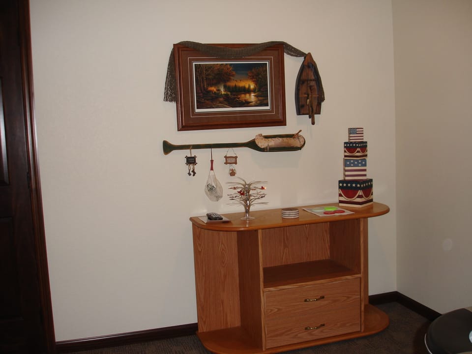 A nod to the fisherman in this rec room display.