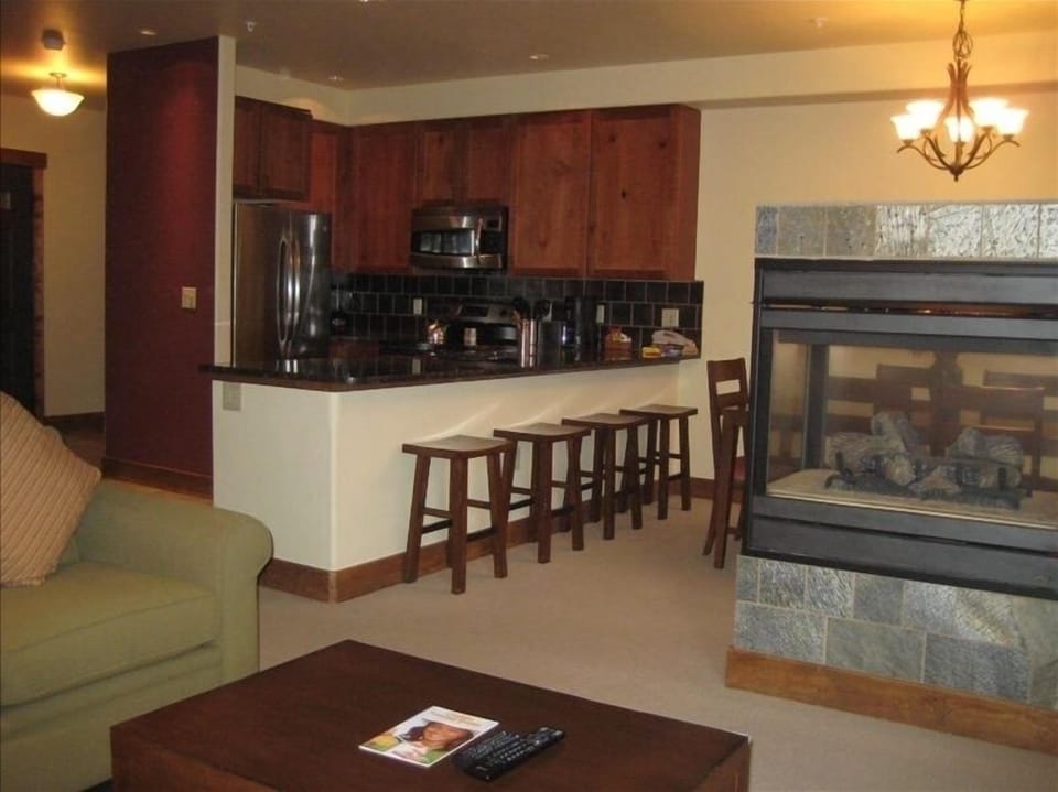 Looking into the kitchen from the family room.