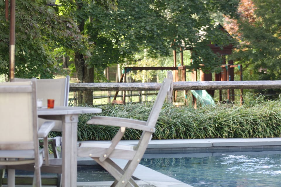 Sitting area by heated pool