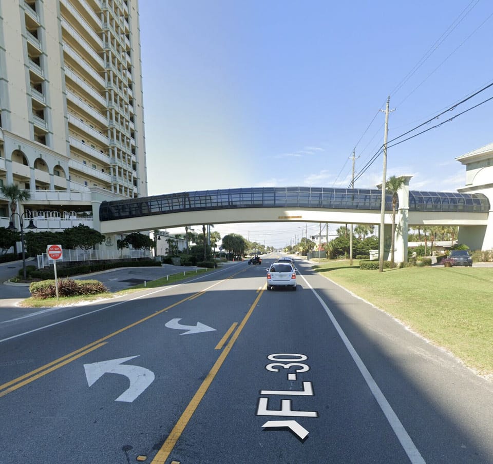 Climate controlled walkway from parking garage to condo
